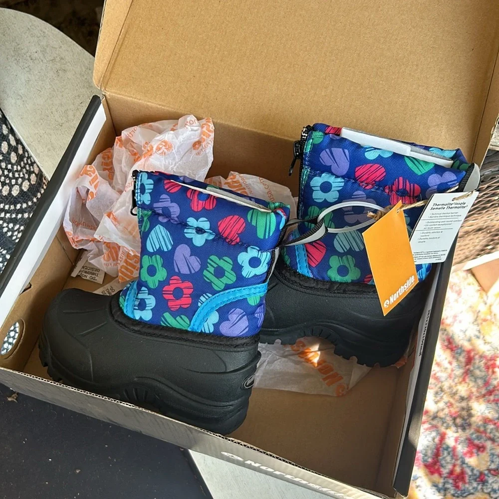 Northside Blue Floral Rain & Snow Boots